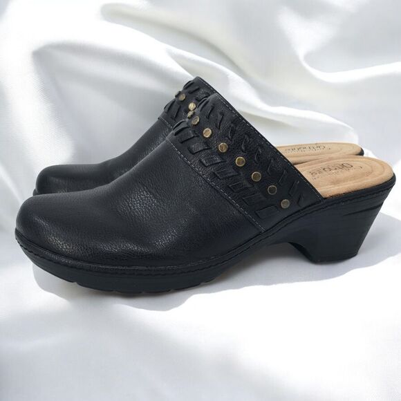 Ortholite Croft & Barrow Black Studded Clogs Woman 10 Slip On Comfort Faux Leath - Picture 1 of 12